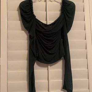Mesh forest green top
